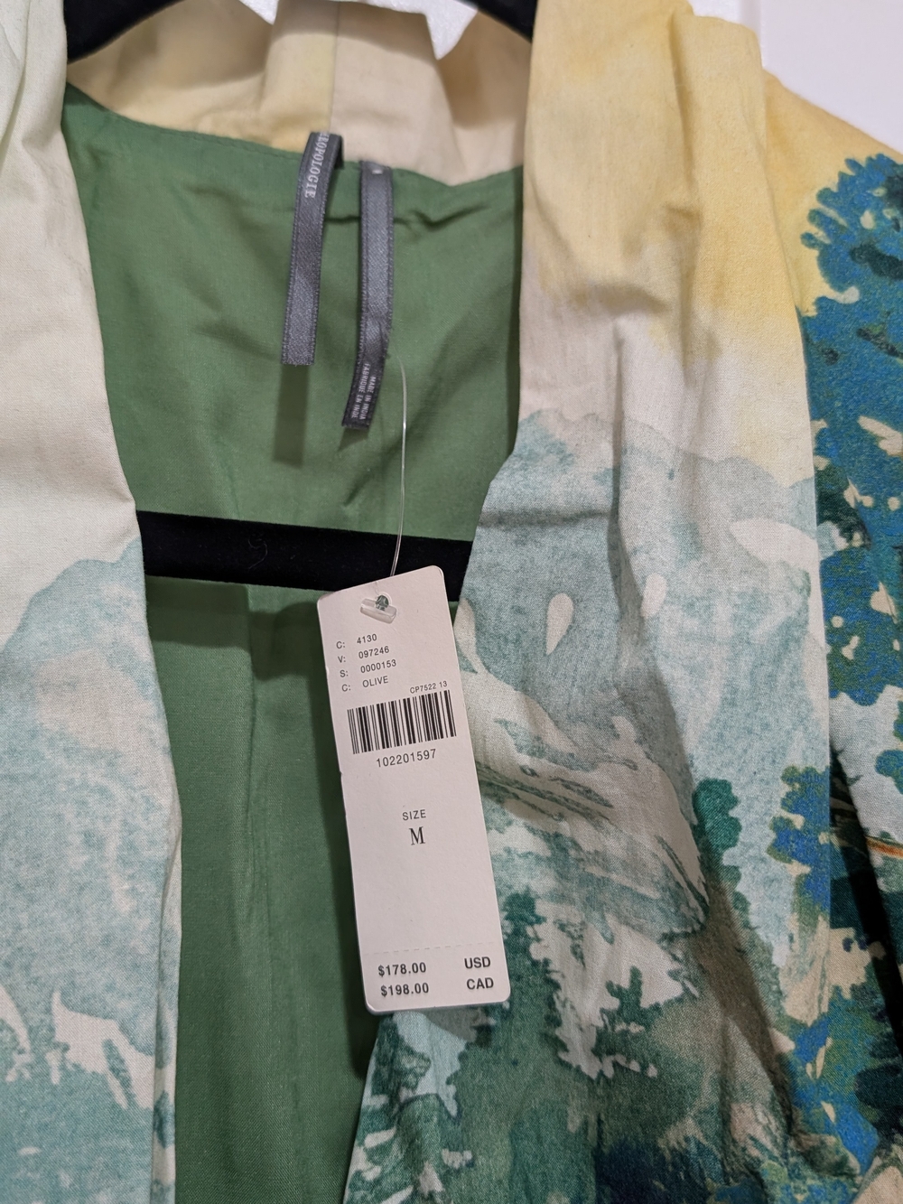 Anthropologie Tommie Green and Blue Printed Midi Dress with Smocked Waist - Picture 5 of 6